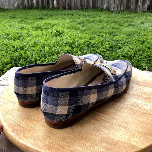 SAM EDELMAN Loraine Loafer Womens Sz 9 Blue Checkered Slip On Plaid Shoes Flat - Picture 7 of 15